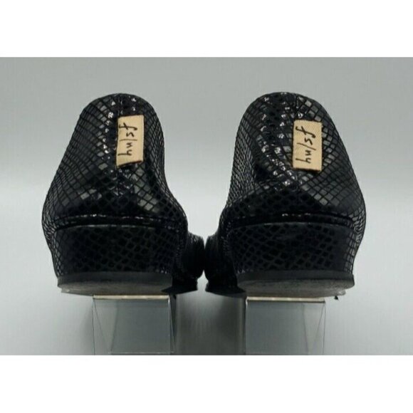 French Sole NY Black Leather Snake Print Zeppa Slip-on Short Wedges Size 10 - Picture 10 of 13